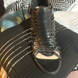“D” black heel sandals ..pretty much brand new